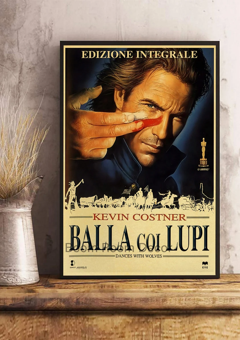 Modern Coffee Shop Decor: Vintage Kraft Paper Movie Poster, Dances With Wolves