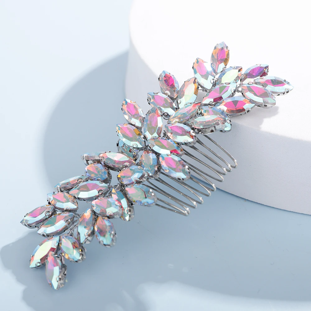 S89e14d7d46f04168bf70133d22ab0aeaf Fashion Rhinestone Hair Comb for Bridal Headpiece 9 Color Wedding Hair Accessories Women Handmade Tiara Headdress Party Headwear Mallzona