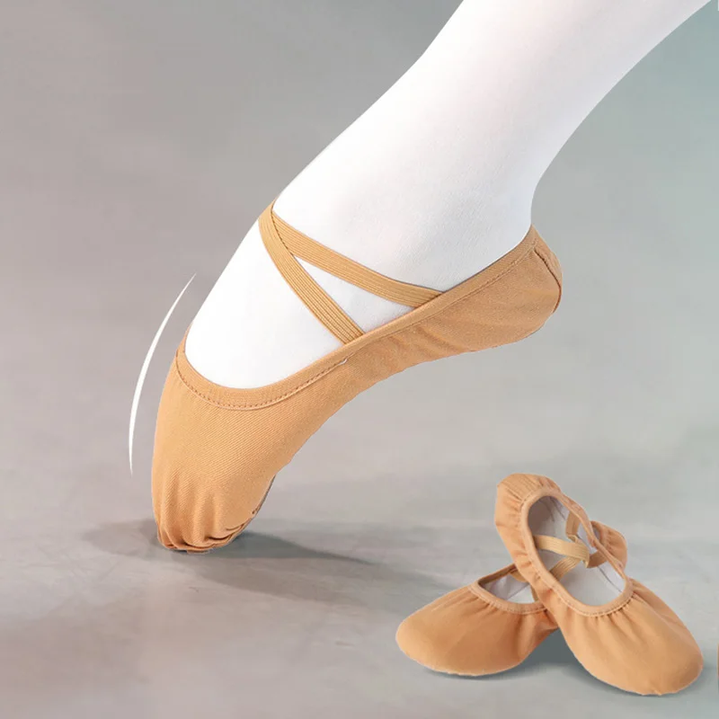 USHINE Professional Children Adult Canvas Soft Sole Dance Slippers Yoga Gym Ballet Shoes Girls Woman Man Ballerinas Dance Shoes