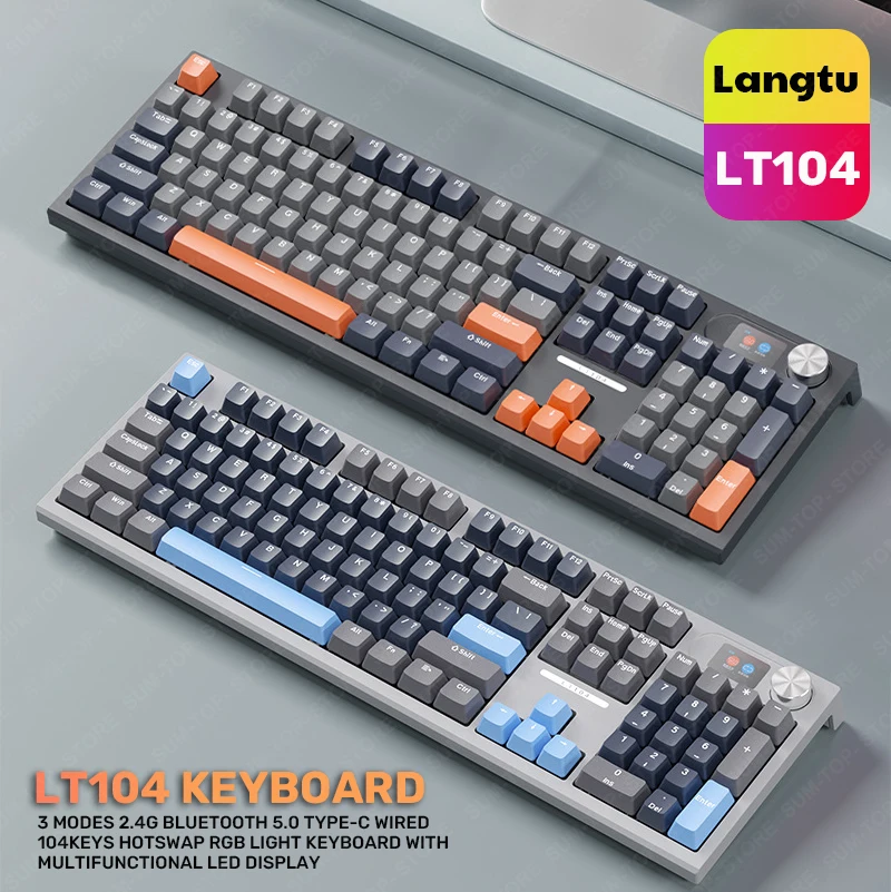 

Клавиатура Langtu LT104 игровая Механическая проводная, 2,4 ГГц, Bluetooth