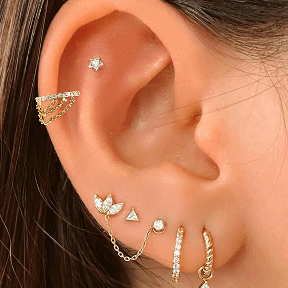 F136 Piercing in titanio Cartilagine Cerniera Setto Tre catene di saldatura Anelli per il naso Daith Elica Orecchini Cerchio Gioielli per il corpo Accessori per donna_voghion.com