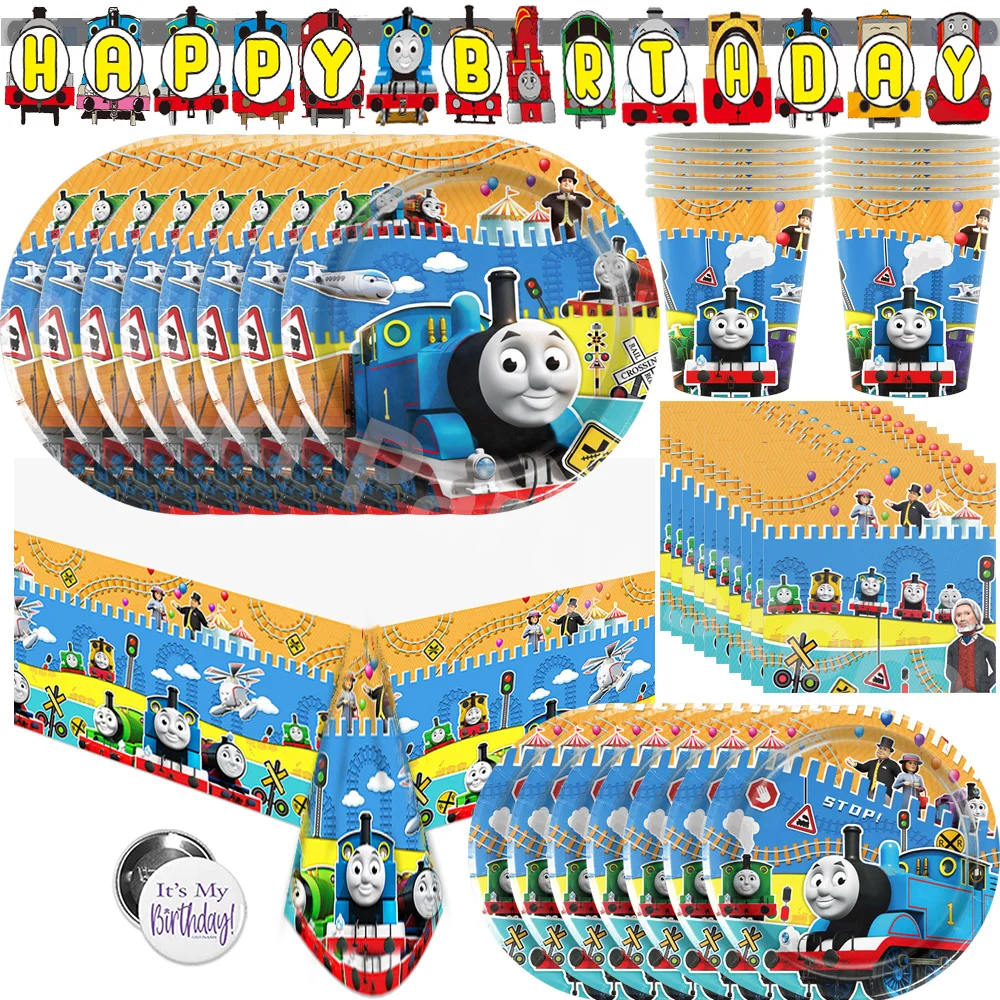 Thomas and Friends Party Decorations the Train Balloons Disposable Tableware Tablecloth Cups Banner Baby Shower Supplies Toy
