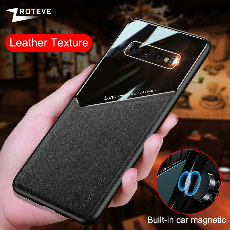 S10 Case Zroteve PU Leather PC Car Magnetic Cover For Samsung Galaxy S10 Plus S20 Note 20 10 S21 FE S22 Ultra Note20 Phone Cases Galaxy S22+ silicone case