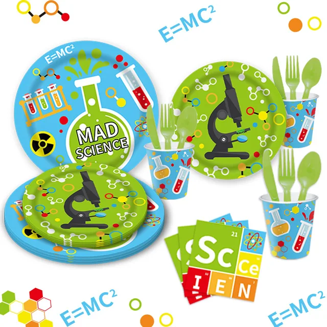 Science Birthday Party Decorations Disposable Party Supplies Themed Science Party Plates Cups Napkins Forks Tableware Party Deco 5