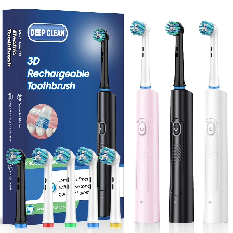 Electric Toothbrush Adult 3D Round Head Soft Bristled