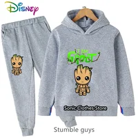 Kawaii Groot Kids Hoodie Set Spring Autumn Lightweight Boys Girls Picnic Wear Sweatshirt Set​