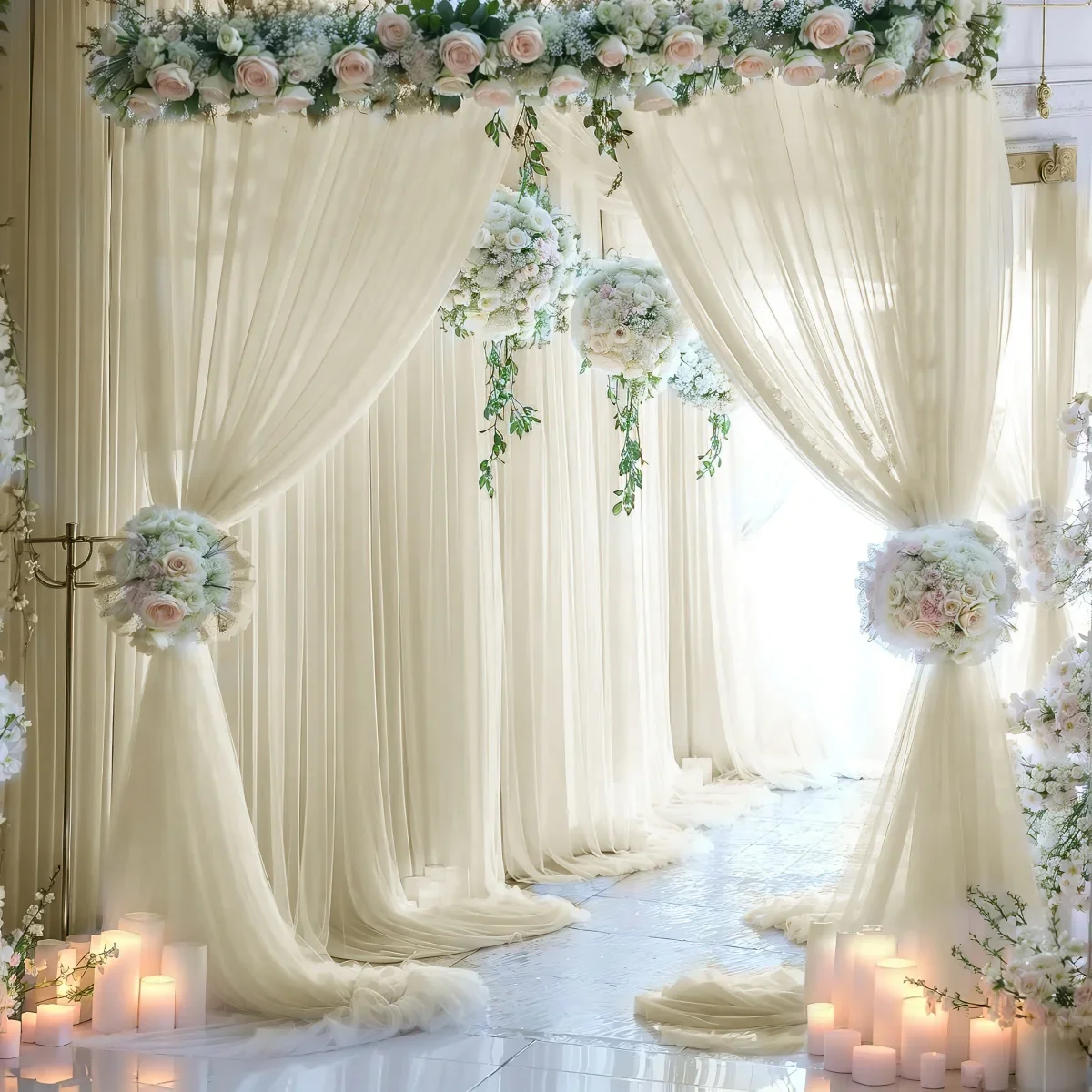 Noble and elegant wedding decoration curtains(150x300cm) hexagonal background