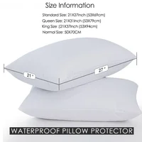 1PC White Pillow Cover Waterproof Pillow Protector Anti Mites Bed Bug Proof Zipper Pillow Cover Allergy Pilow Case 50X70CM 1