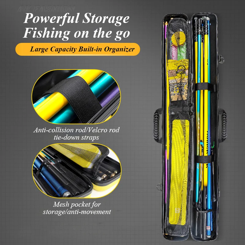 Fishing Rod Storage Bag Rod Case Fishing Bag Hard Shell Fishing Bag  Multifunctional Fishing Gear Bag Tackle Bag ABS Hard Case Scratch Resistant  Stripe