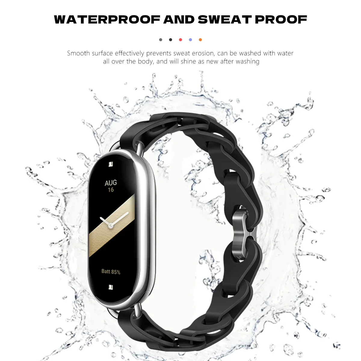 حزام مطاطي لـ Xiaomi Mi Band 9 سوار بإبزيم من الفو...