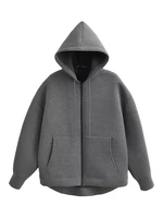 HH Winter New Women's Zipper Hoodie Coat High Street Double Pockets Jakcet Oversize Loose Sweatshirts Outerwear Top - Image 5