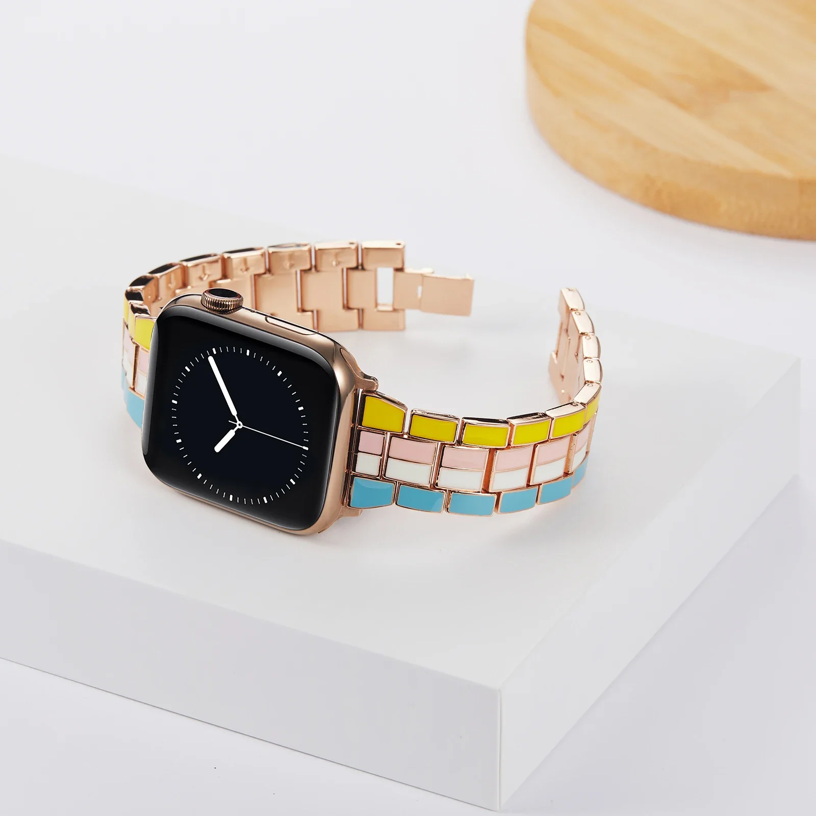Metal Strap for Apple Watch Band Series 9 8 7 45mm 44mm 40mm Rainbow Colors Stainless Steel for Iwatch 6 5 4 SE 3 42mm 38mm Band