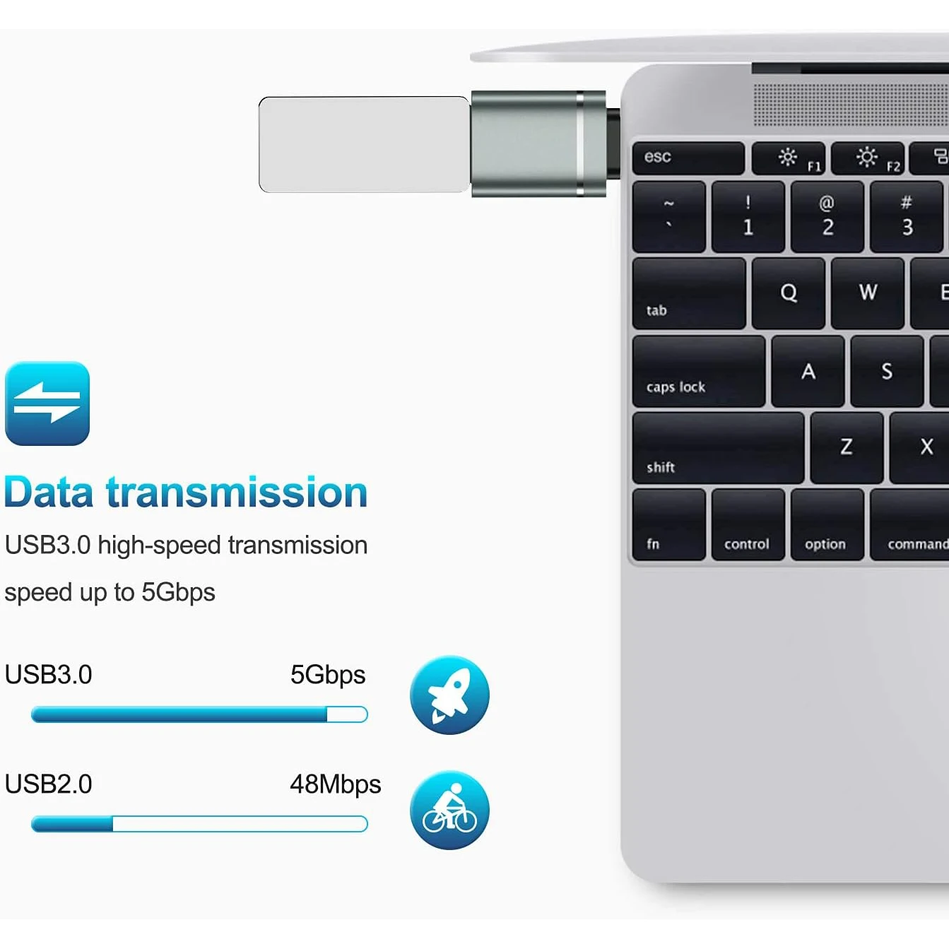 3팩 USB-C(수) - USB-A(암) OTG 어댑터, 휴대폰, 태블릿, 노트북용 USB 3.0 고속 충전 및 데이터 동기화 컨버터