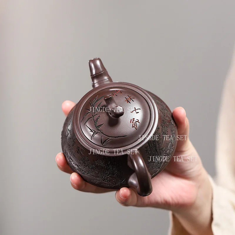Authentic Yixing Purple Clay tea pots High Stone scoop Teapot beauty kettle Raw ore Handmade Boutique Tea set Tie Guanyin 200ml