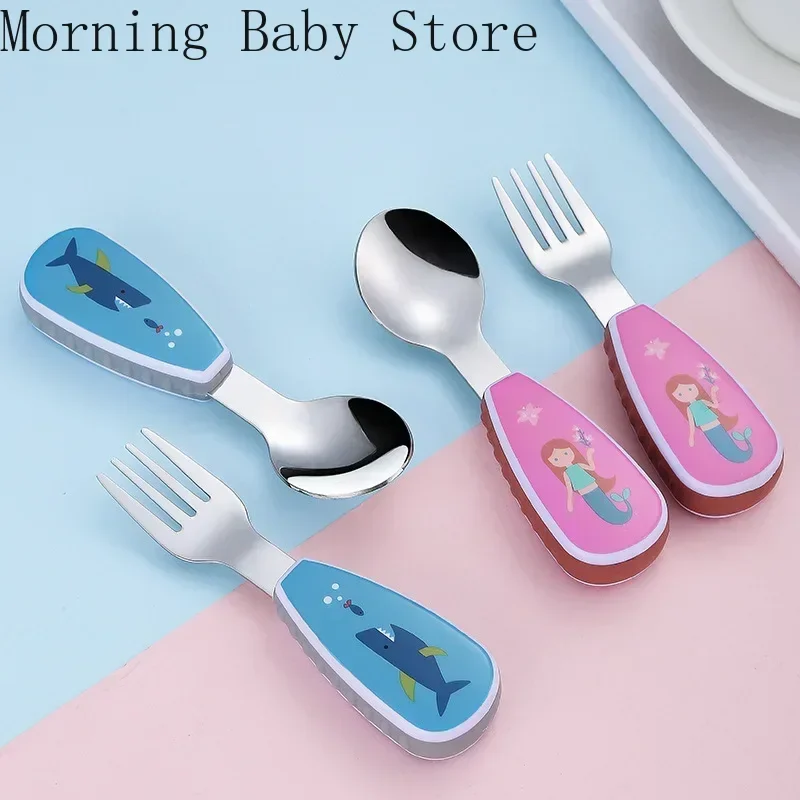 304 Stainless Steel Baby Feeding Spoon Fork Set