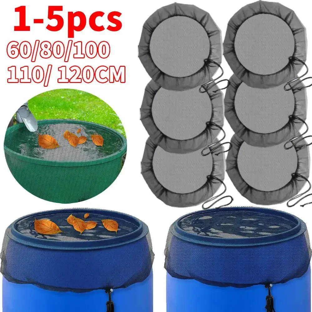 Rain Barrel Cover 1-5PCS Outdoor Mesh Cover Netting for Rain Barrels PE Water Collection Buckets Tank Rain Harvesting Tool Protector For Garden