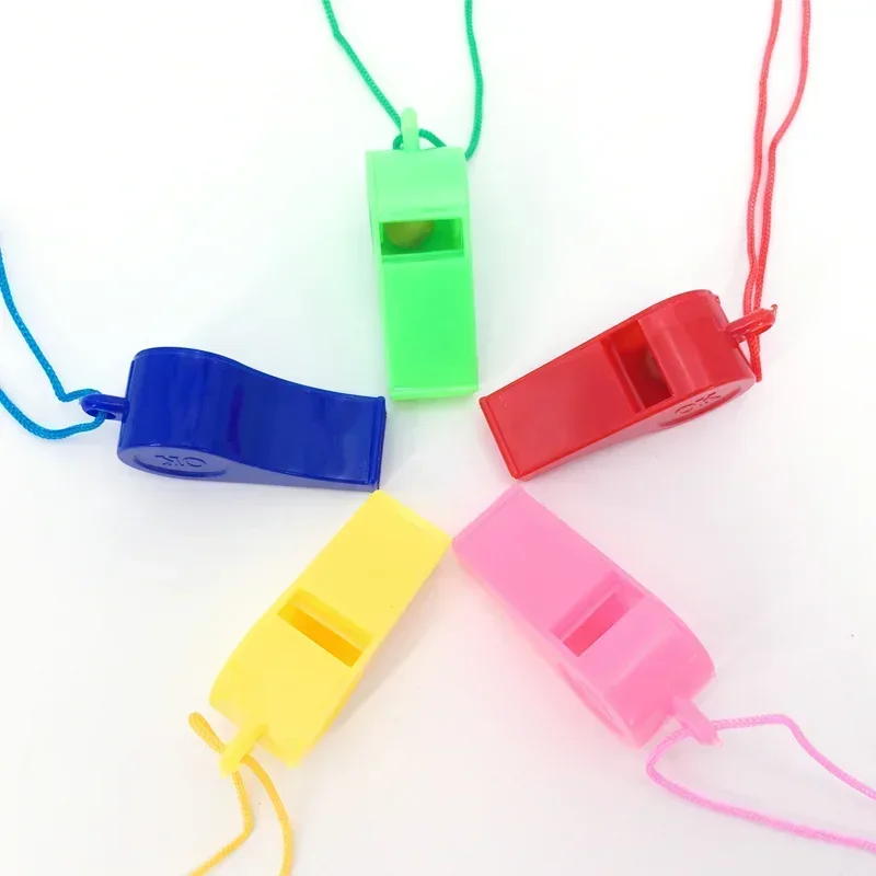 10/1pcs Mini Plastic Whistle with Rope Kids Football Soccer Rugby Cheerleading Whistle Children Toys Birthday Party Supplies children toys whistle toys football themed toys