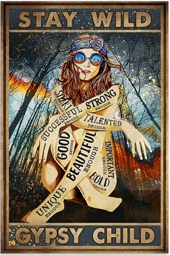 

Girl Stay Wild Gypsy Poster Wall Decor Vintage Metal Tin Signs Coffee Shop Plate Iron Painting Warn Retro Novelty Funny Humorous