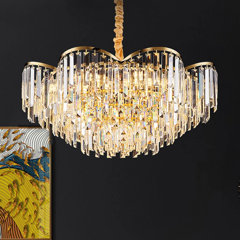 

Modern Crystal Luxury Golden Atmospheric Chandelier Indoor Light For Home Living Room Dining Room Lustre Suspension Luminaire