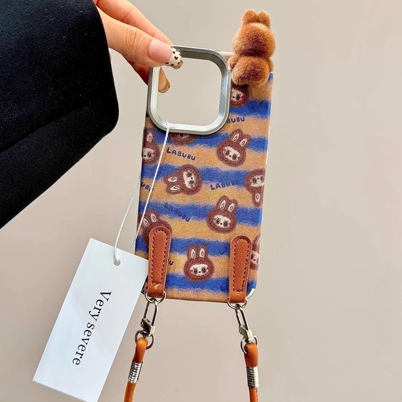 2025 New Ins Cartoon Cute 3d Labubu Handheld Rope Phone Case iphone 16 15 14 13 12 11 Pro Max Anti Fall Cover Fun New Style Gift