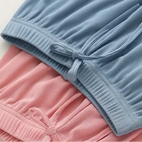 Baby Girls Ice Silk Wide Leg Pants Childen's Summer Solid Drawstring Sports Trousers Kids Boy Casure Harem Clothes Home Wear 6