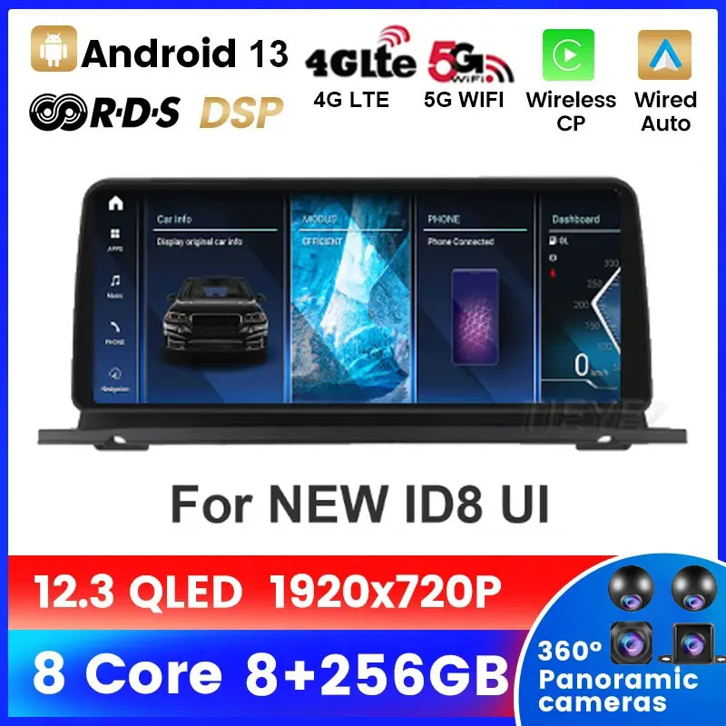 Schermo Qled Da 12.3 "Android 13 Autoradio Lettore Multimediale Stereo Navigazione Gps Wifi Bt Per Bmw Serie 5 540 550 F07 Gt 2011-2018