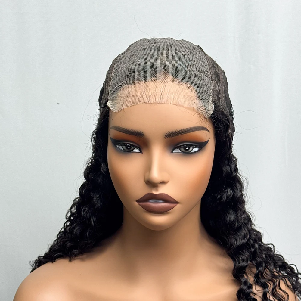 5x5 Lace 300% Density  Water Wave Deep Curly Hair Wig Double Drawn Human Hair Wig Transparent Lace Front Wig for Black Women