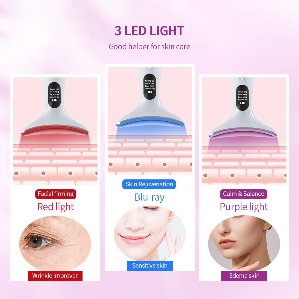 Neck Face Lifting Massager Face V Line Chin Lift Up Double Chin Remover Anti Neck Wrinkle 7 Colors LED Facial Neck Beauty Device