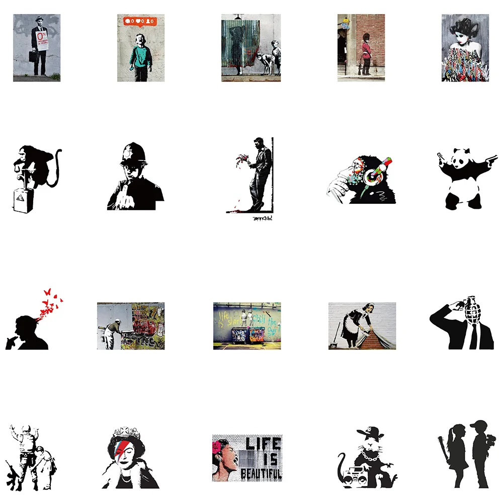 50Pcs Banksy Stickers banksy art graffiti Stickers for DIY Luggage