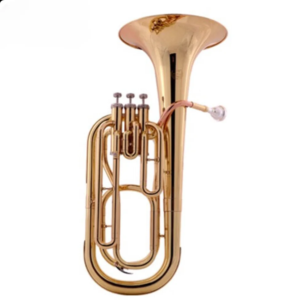 Brass Wind,Instrument Special Brass Body Nickel White Copper Piston Phosphor Copper Mouthpiece Tube 3 Vertical Key Baritone