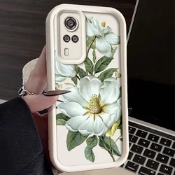Floral Painted Silicone Anti - Drop Phone Case for Vivo Y31 2021 (WHITE)