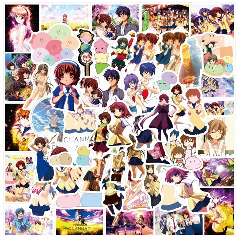 Классические аниме наклейки Clannad Tomoyo Tomoya, наклейки для скрапбукинга, чемодана, чашки, чемодана, милые девушки, наклейки Nagisa Kyou, 10/30/50 шт.
