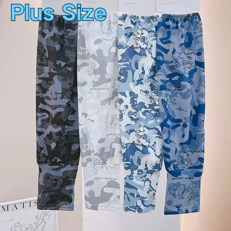 1 Pair Summer Sunscreen Sleeves Camouflage Ice Silk Men's Plus Size Arm UV Protection Gloves Arm Sleeves Quick Dry Warmer