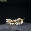 New 100% S925 Pure Silver Suit Exquisite Dress Jacket Freshwater pearl Women's Men Brooch olive Branch Accessories Jewelry 4