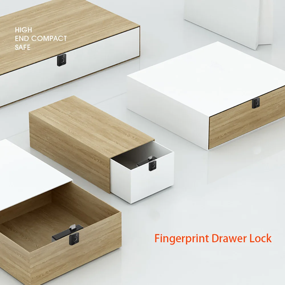 Biometric Fingerprint Lock Black Keyless Cabinet Lock Smart Drawer Locks Anti-th