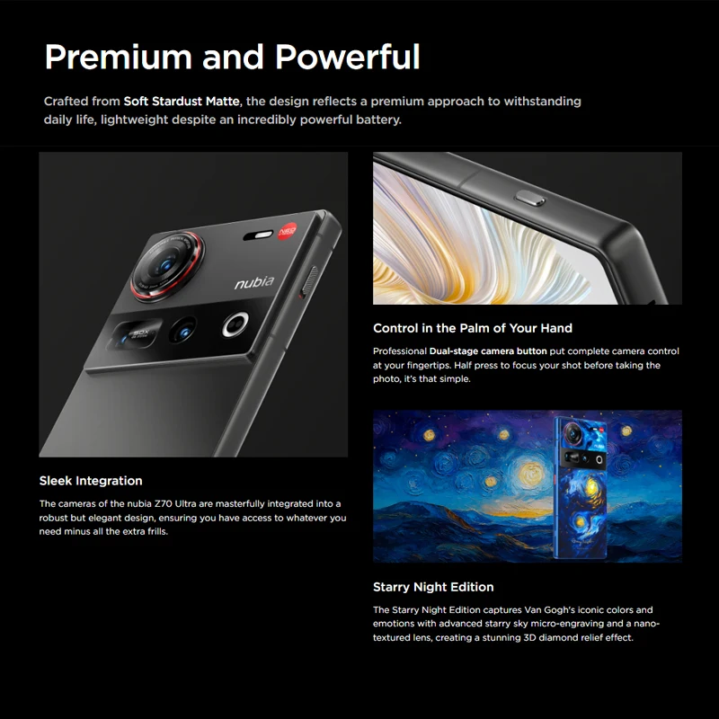 Original Global Version Nubia Z70 Ultra NX733J Snapdragon 8 Elite 1.5K HD Display 35mm Lens IP69 NFC NUBIA 5