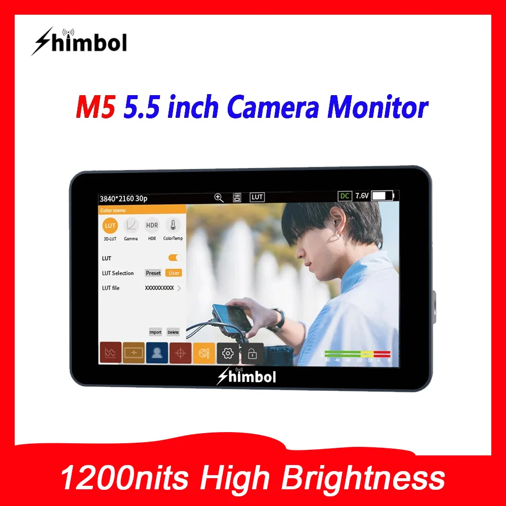 SHIMBOL M5 5.5'' Camera Monitor 1200nits High Brightness Support 3D LUT 4K30 Professional Live Shooting Monitor