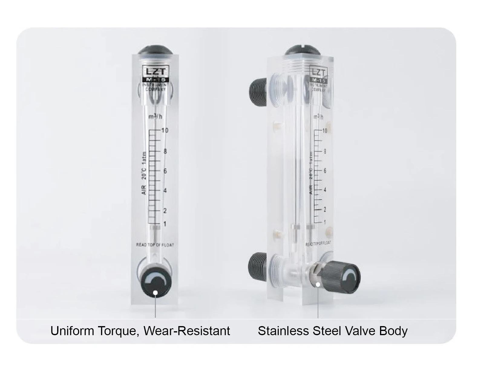 LZM-15ZT Gas Rotameter Flow Meter Acrylic Panel Adjustable Air Flow Meter Low Fl