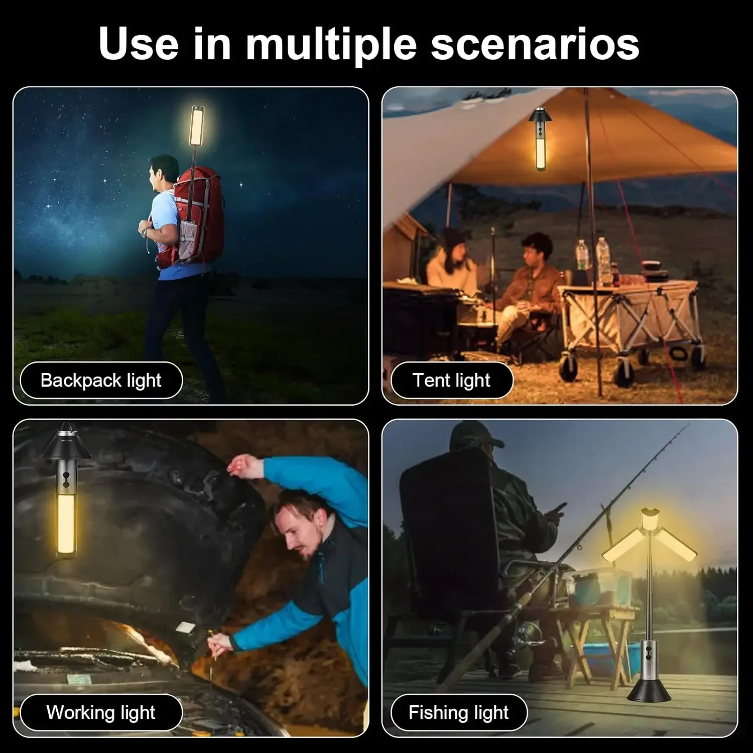 مصباح تخييم قابل لإعادة الشحن تكبير خيمة مقاومة لل...