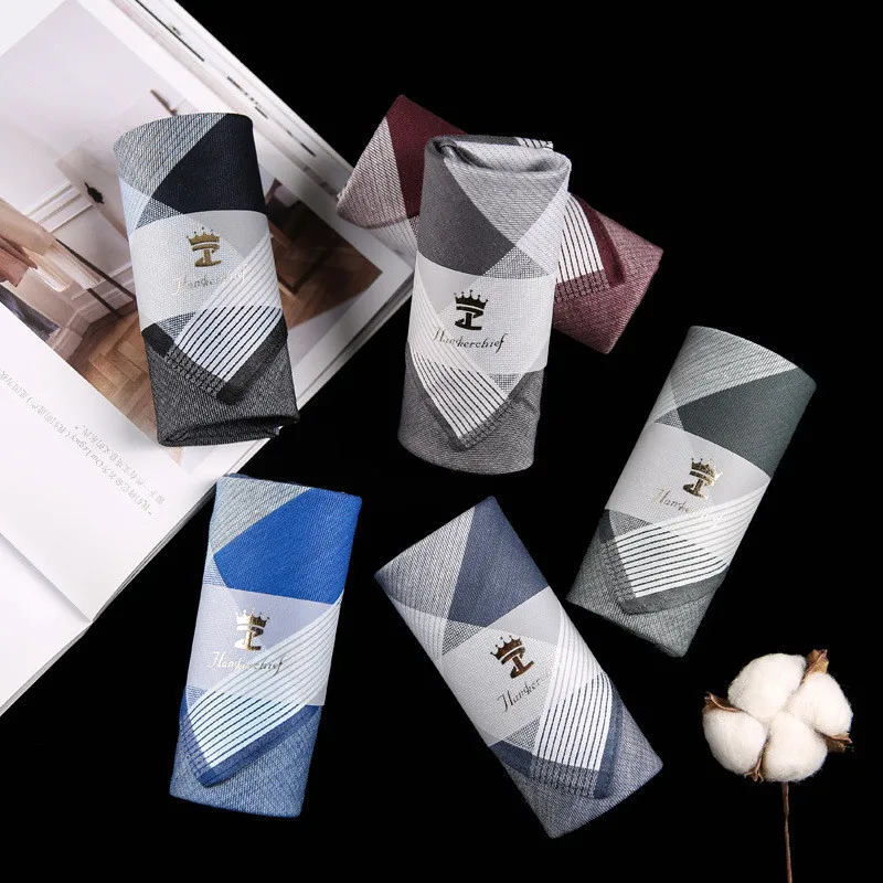

3Pcs 43x43cm Square 100% Cotton Classic Striped Men Pocket Wedding Party Business Chest Towel Handkerchiefs