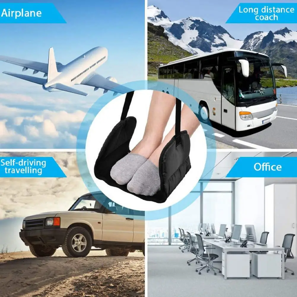 Foot Relaxing Hammock Adjustable Airplane Foot Hammock with Memory Foam for Office Travel Relaxing Under-desk Platform for Feet