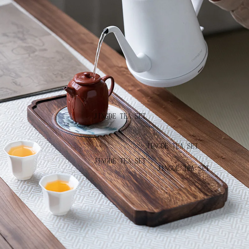 15x38cm North American black walnut tea tray high-end solid wood dry foam household small tea tray
