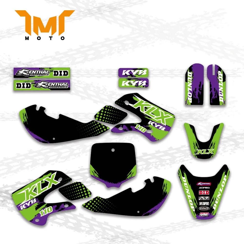 TMT Motocycle Graphics Background Decal Sticker for Kawasaki KX65 KX 65 2000-2013 KLX110 2000-2009 Team Style Customize Sticker коврики eva skyway nissan tеanа 2009 2013 vip серый s01706383