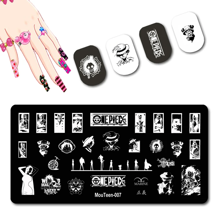 Art Girl Nail Stamping Plates Delicate Woman Black Hat Nail Art Printing Tools Black Hat Slim Lady Nail Art Stamping #015 3
