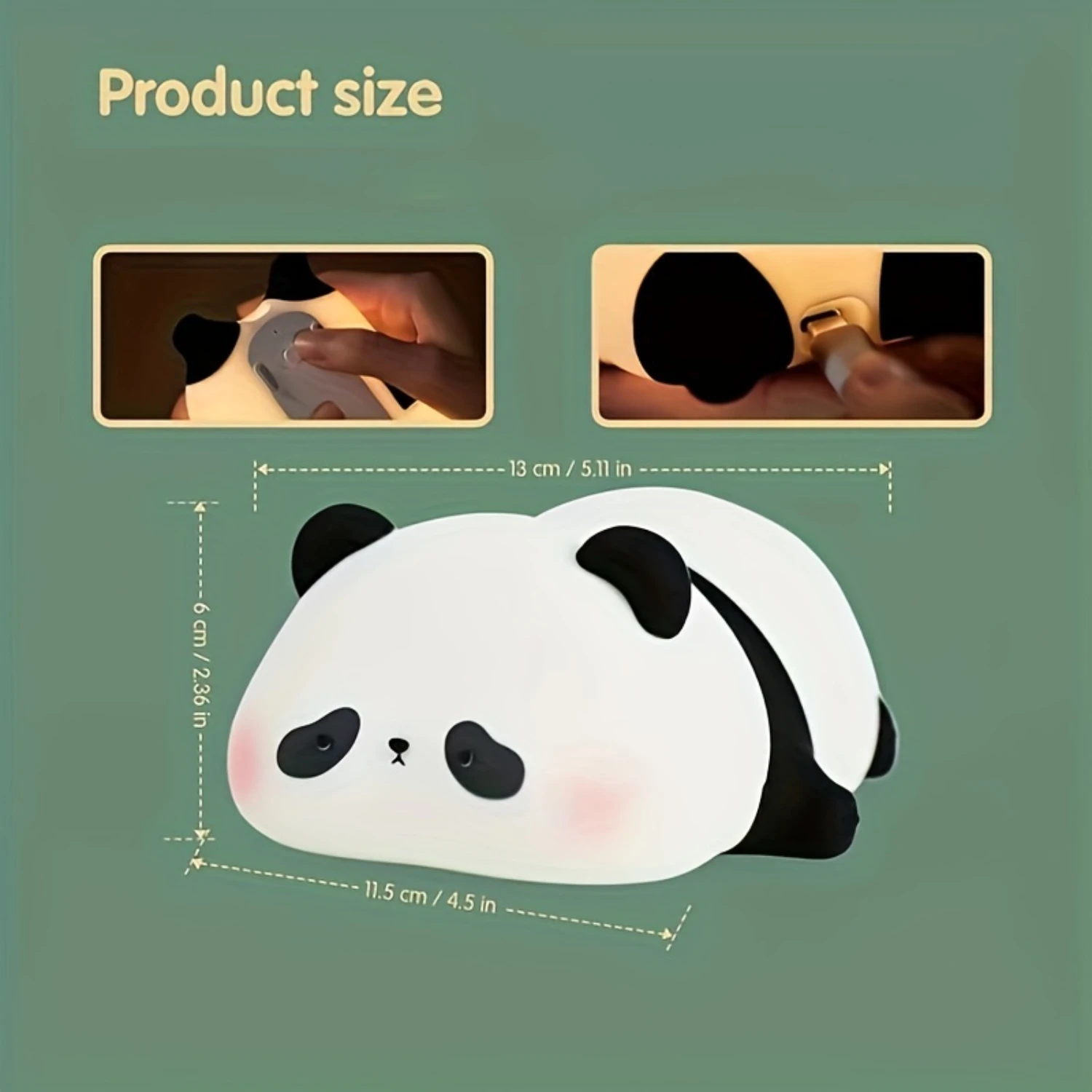 Dimmable Cute Panda Night Light-Soft-Glow LED, Squishy Silicone Design, Perfect for Breastfeeding, Nursery, and Room Decor
