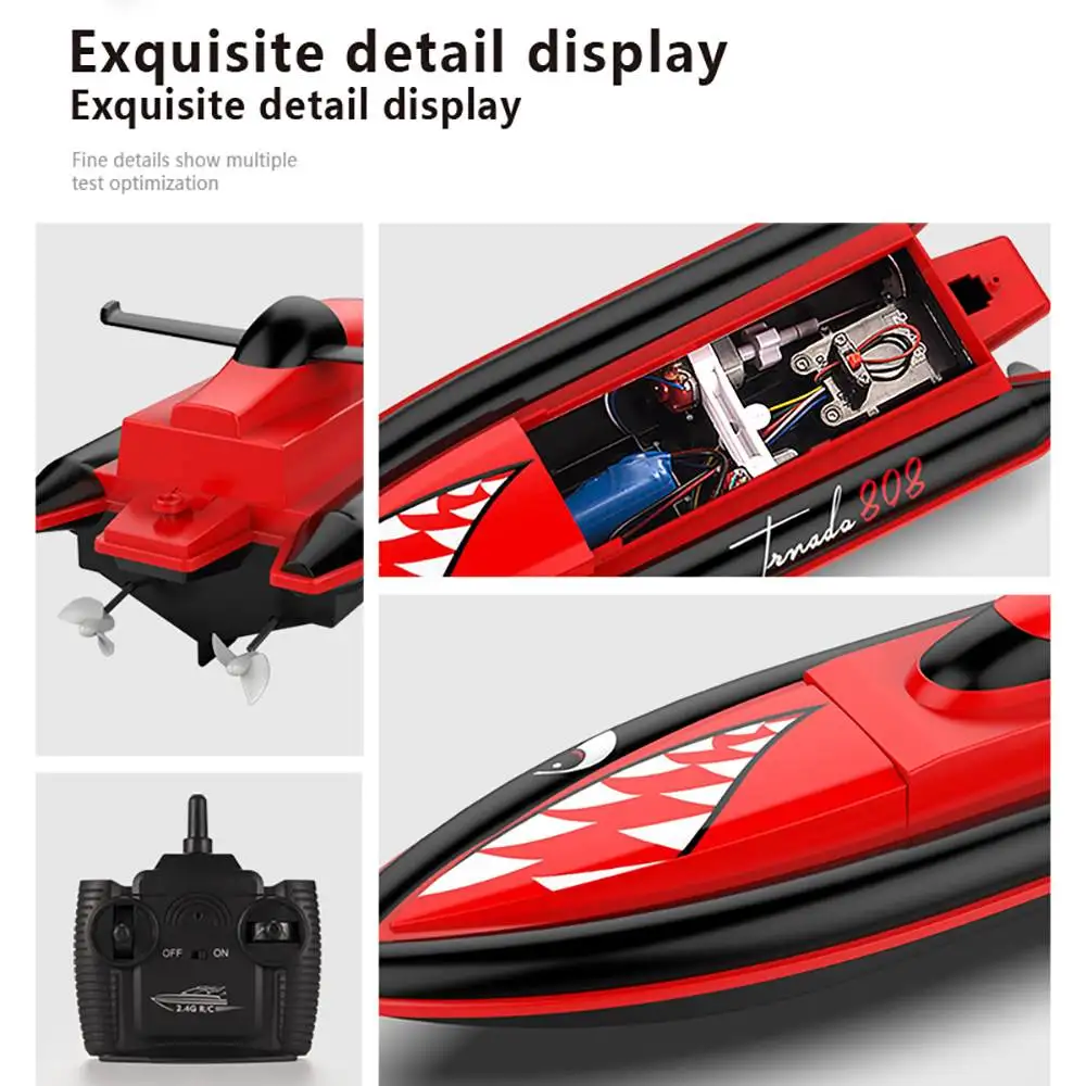 2.4Ghz 25km/h 808 Shark High-Speed Handle Remote Control Boat with Dual Motor Design and Superior Battery Life Toys Gifts