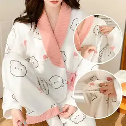 Autumn Winter Thick Cotton Padded Maternity Nursing Sleepwear Sets Loose Cardigan Feeding Pajamas Suit Pregnancy Postpartum Wear