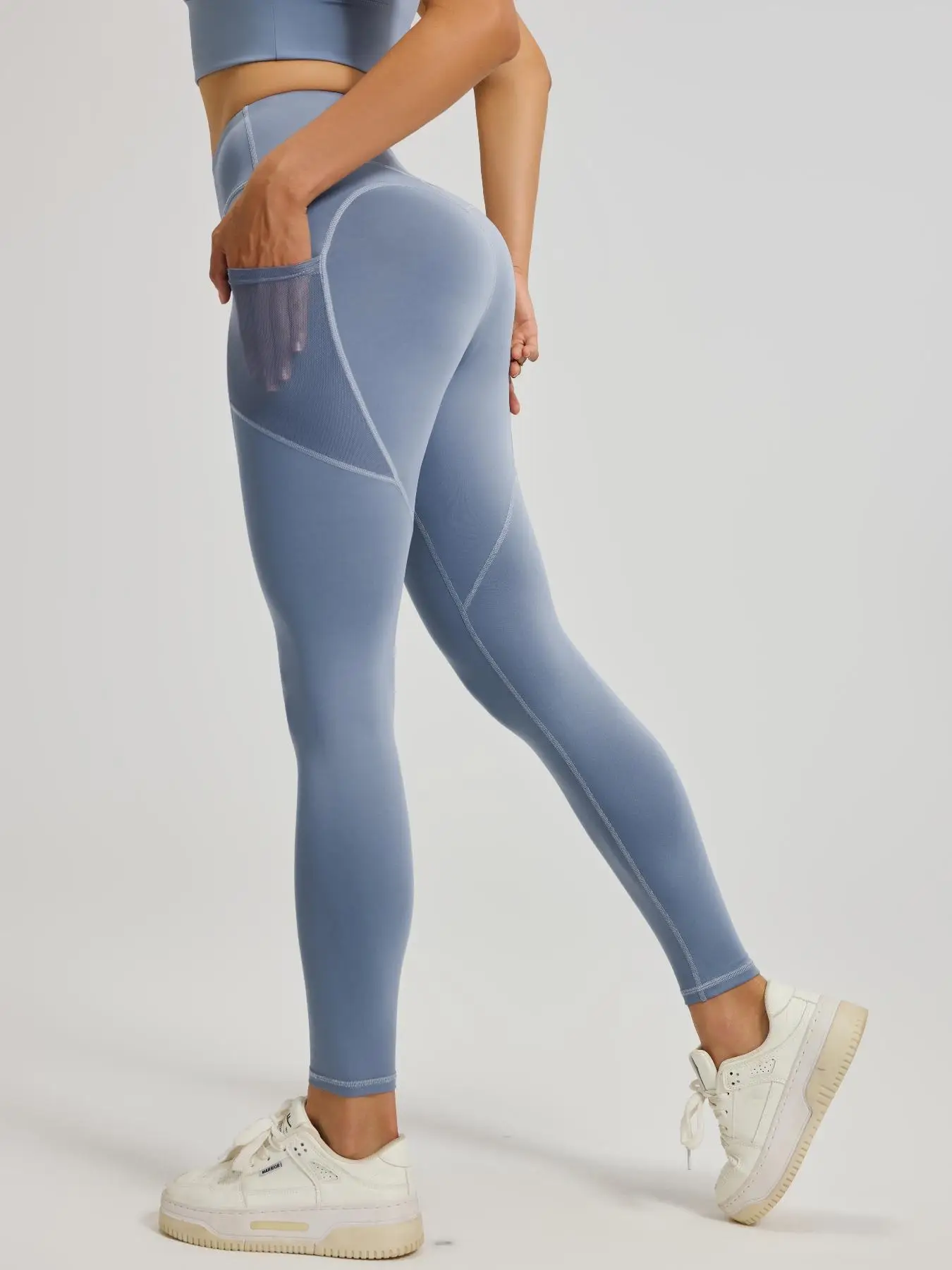 Women's High-Waisted Yoga Leggings with Pockets, Beautiful Lines Design, Tummy Control Workout Pants for Gym Running Fitness Spo