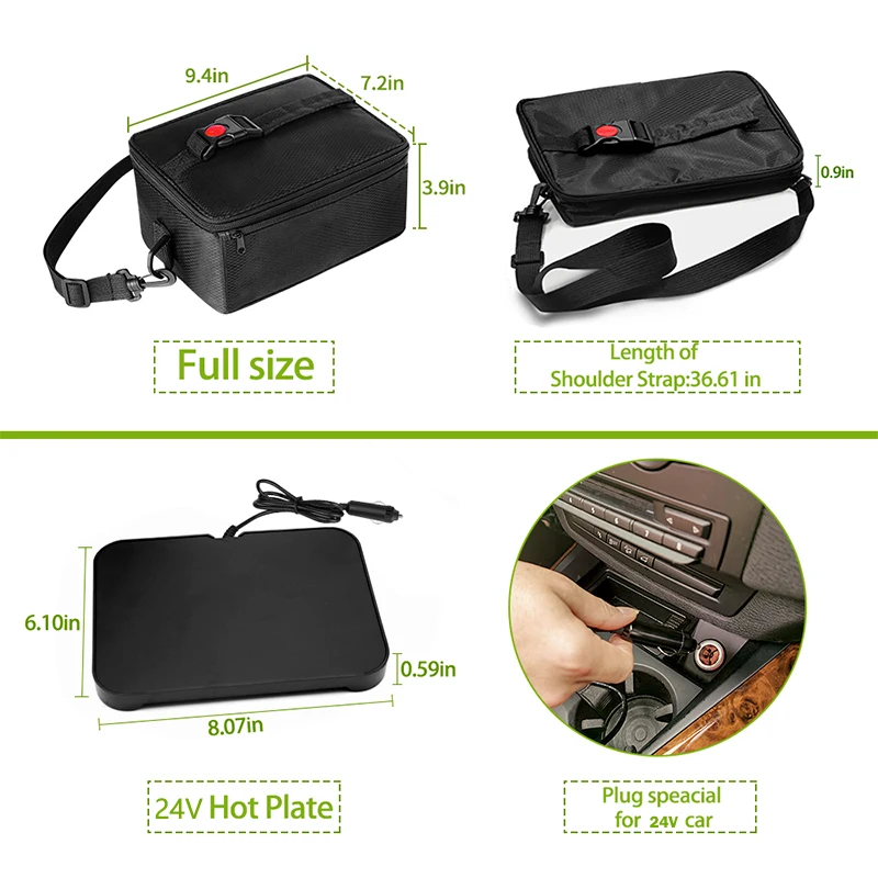 US/EU/Car Lighter Plug Electric Mini Portable Lunch Bag Oven Instant Food  Heater Heating Warmer Heating Lunch Bag Car Home Lunch Box Warmer Heating Bags  Food Heater Oven Instant Electric Lunch Bag