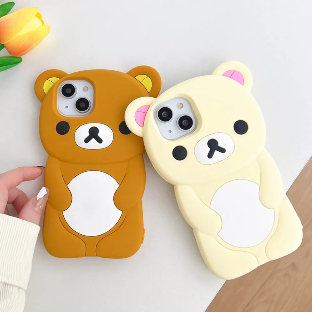 Adorable 3D Cartoon Rilakkuma Bear Silicone Phone Case